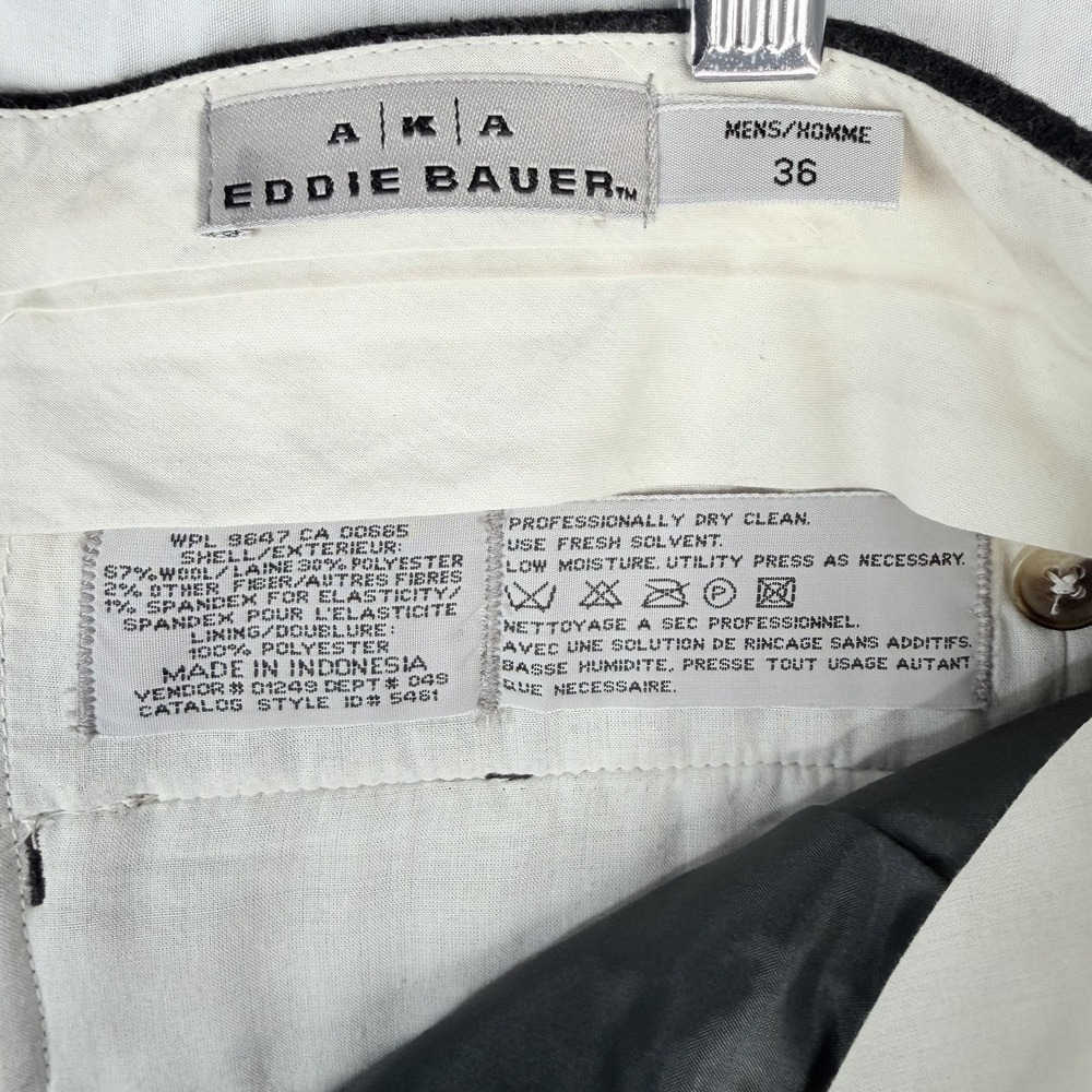 vtg Eddie Bauer SZ-36 Gray Glen Plaid Flannel Wool Pants Trousers Pleated Cuffed - Picture 10 of 16